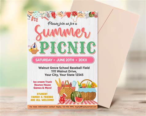 Customizable Summer Picnic Invite Template | Summer Party Picnic Bash ...