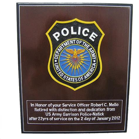 Police Retirement Plaque with Wording