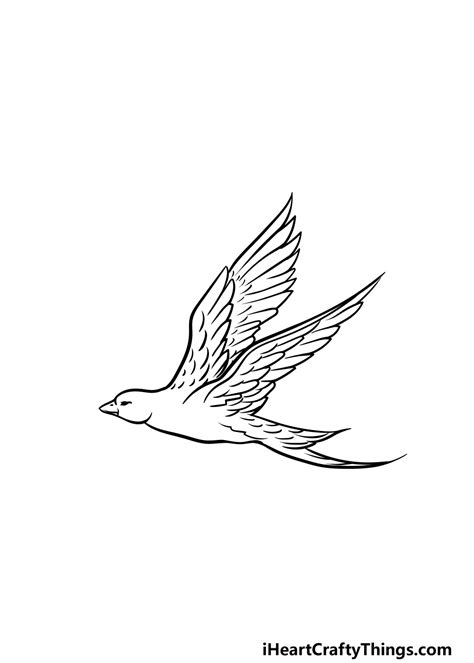 Flying Bird Drawing - How To Draw A Flying Bird Step By Step