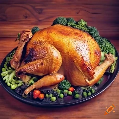 Intricately detailed retro thanksgiving turkey dish on Craiyon