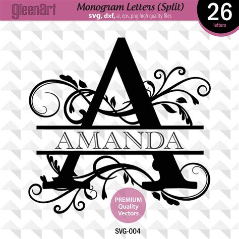 Split Monogram Svg, Monogram Svg, Split Letter Svg, Split Monogram, Cuttable Svg, Monogram ...