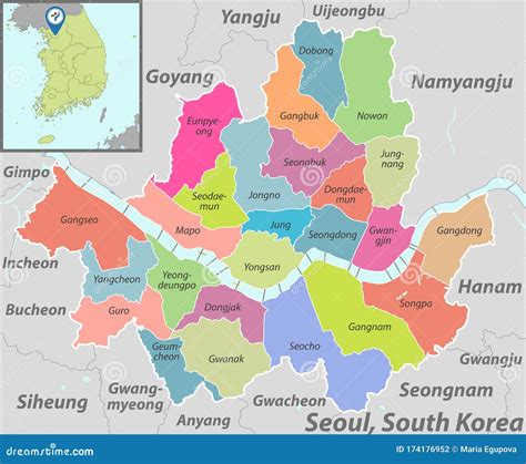 Map Of Seoul With Districts Vector Illustration | CartoonDealer.com #97849640