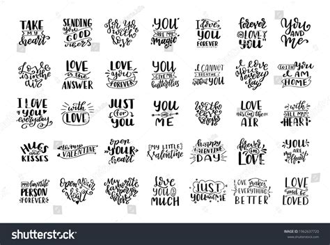 Set Hand Drawn Love Quotes Lettering Stock Vector (Royalty Free ...