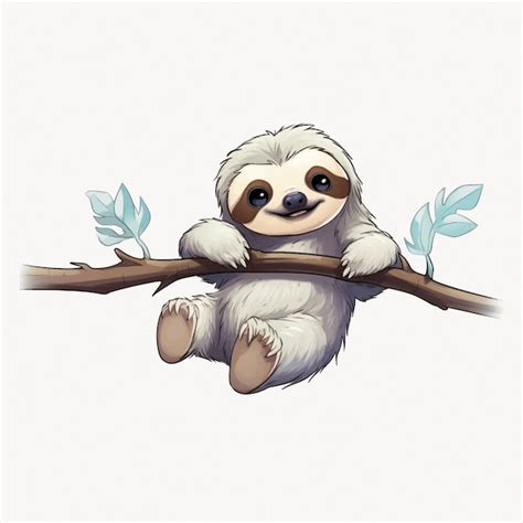 Cute sloth hanging branch | Premium AI-generated vector