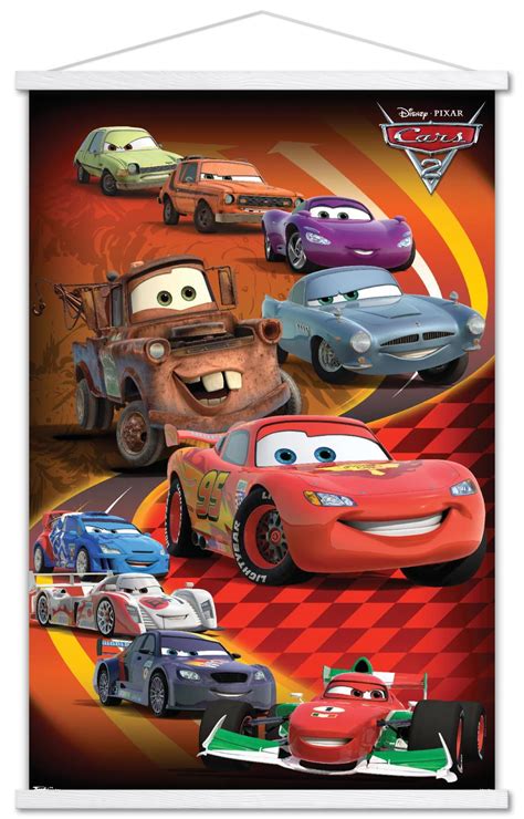 Disney Pixar Cars 2 - Group Wall Poster with Wooden Magnetic Frame, 22.375" x 34" - Walmart.com