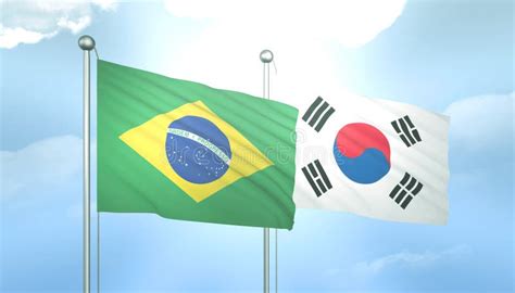 Brazil and South Korea Flag Together a Concept of Relations Stock ...