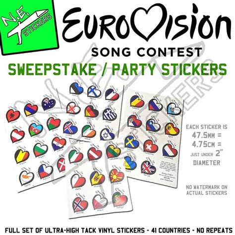 Eurovision Party Sweepstake Stickers - N.E.stickers