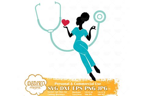 Black Nurse SVG #3, Afro Woman Nurse Svg, Cricut File - DIDIKO designs