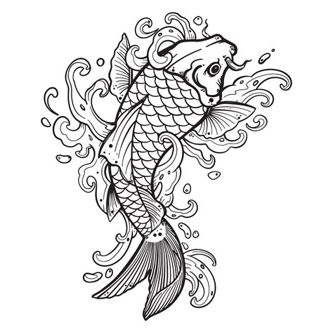 Black tattoo koi fish on white background 21016962 Vector Art at Vecteezy