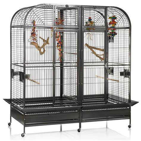 6432 Black - 64"x32"x70" Double Macaw Cage with Removable Divider