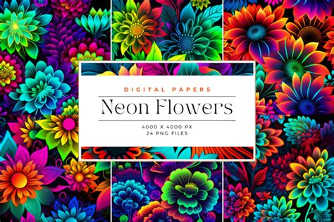 Neon Flowers Background Graphic by Cecily Arts · Creative Fabrica