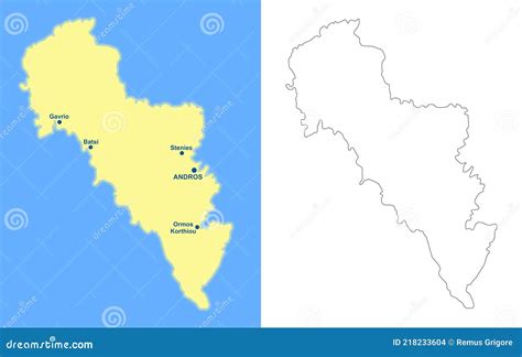 Andros Island Map - Cdr Format Vector Illustration | CartoonDealer.com ...