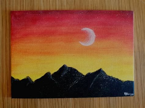 Sunset Mountain Silhouette Watercolour Hand-painting | Etsy