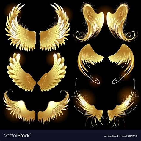 Golden wings of angels Royalty Free Vector Image | Golden wings, Gold ...