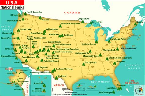 US National Parks Map | Map of US National Parks