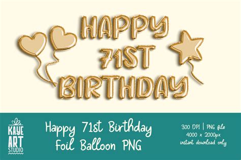 Happy 71st Birthday Foil Balloon PNG Graphic by kayeartstudio · Creative Fabrica