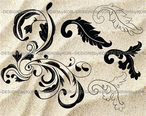 5 Filigree Svg & Png Files 5 Filigree Designs Detailed Decorative ...