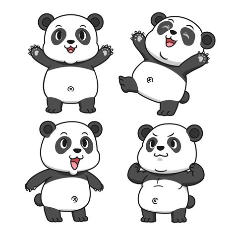 Set of cute cartoon panda in different poses. 4903236 Vector Art at Vecteezy