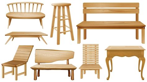 Free Vector | Different designs of wooden chairs