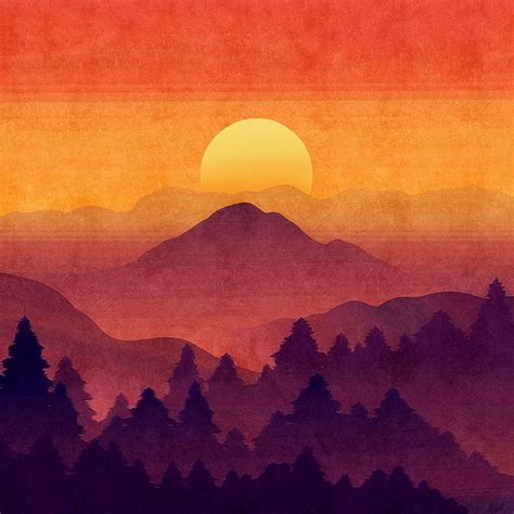 Mountain Painting Sunset