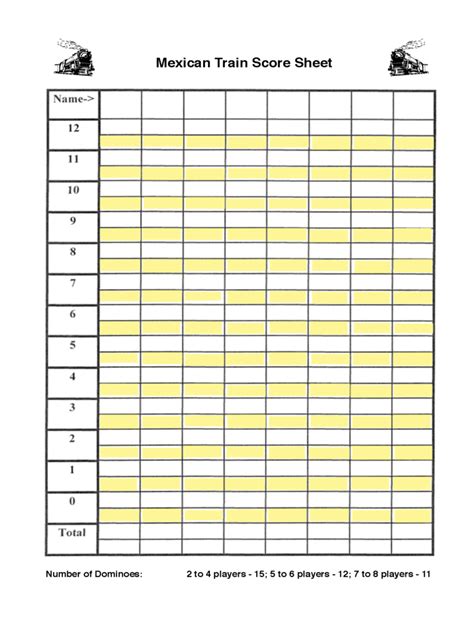 2024 Mexican Train Score Sheet - Fillable, Printable PDF & Forms | Handypdf