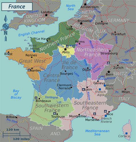 Large regions map of France | France | Europe | Mapsland | Maps of the World