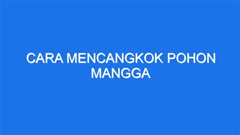 Cara Mencangkok Pohon Mangga