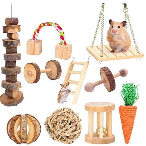 10PCS Hamster Wood Toy Kit Bite-resistant Hamster Chew Toy Hamster Dumbbell | Walmart Canada