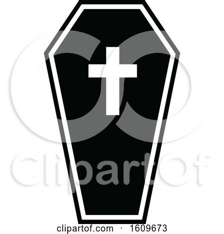 Clipart of a Halloween Coffin Black and White Silhouette - Royalty Free Vector Illustration by ...