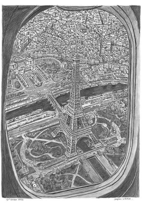 Original Drawing of Plane view of Eiffel Tower