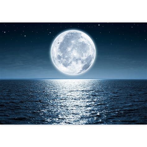 Ocean At Night With Moon