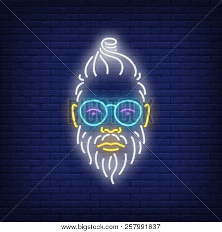 Hipster Man Face Neon Vector & Photo (Free Trial) | Bigstock