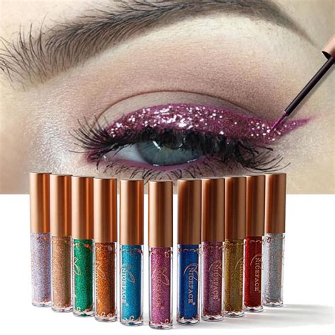 12 Colors Glitter Eyeliner Makeup Shining Cosmetics Shimmer Metallic ...