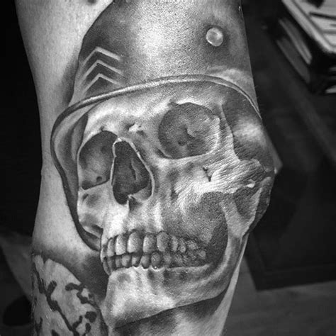 3D Skull with Helmet Tattoo - Veteran Ink