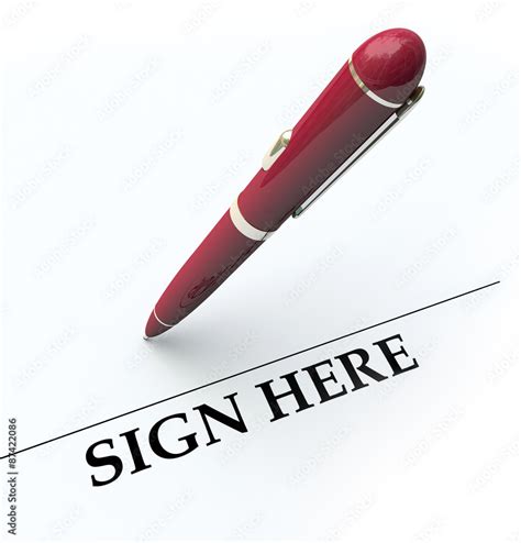 Pen Sign Here Signature Line Contract Agreement Stock Illustration | Adobe Stock