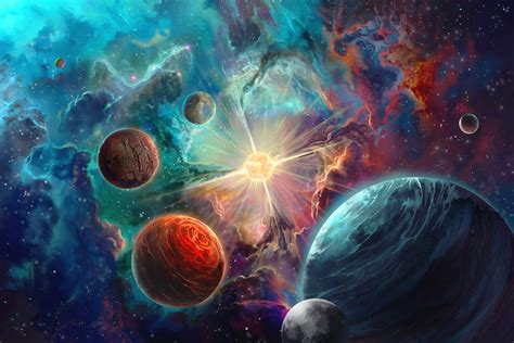 Colorful Cosmic Odyssey: HD Sci-Fi Space Wallpaper by Nolan Nasser