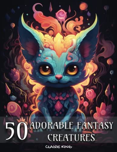 50 Adorable Fantasy Creatures 1: An Adult and Teen's Coloring Book with Cute Dragons, Fairies ...