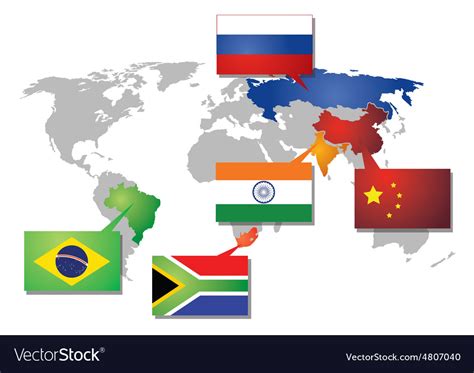 Brics icon with flags Royalty Free Vector Image