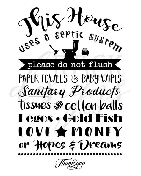 Septic System Bathroom Sign. Septic Tank Bathroom Sign. Septic System ...