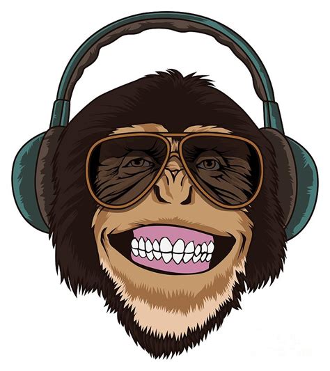 Cool Monkey With Sunglasses And Headphones Digital Art by Mister Tee