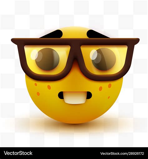 Nerd face emoji clever emoticon with glasses Vector Image