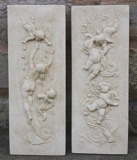 Cherub Wall Plaques - Pair | Garden wall plaque, Wall plaques, Relief sculpture