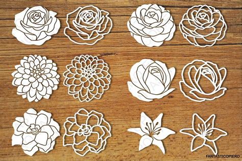 Flowers set 2 SVG files for Silhouette and Cricut. (80710) | Cut Files | Design Bundles