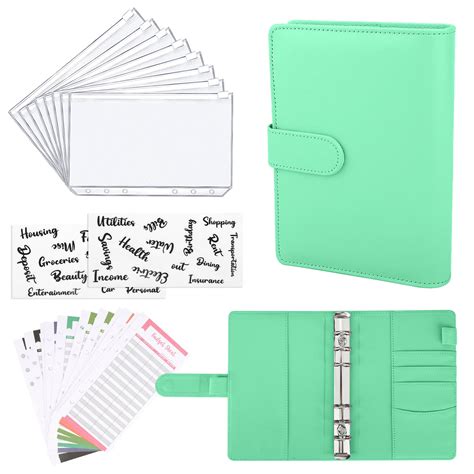 EEEkit A6 PU Leather Notebook Binder Budget Planner Organizer with Refillable 6 Ring Binder ...