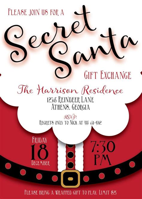 Editable SECRET SANTA INVITATION Templett Christmas Gift - Etsy | Santa invitations, Secret ...