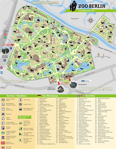 Berlin map - Berlin Zoo (Hauptstadt Zoo) major tourism highlights & facilities in Tiergarten