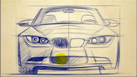 CAR DESIGN TUTORIALS: How to Draw BMW 3 Series Front View - YouTube