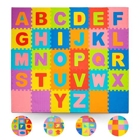 Buy ToyVeltFoam Puzzle Floor Mat for Kids – Interlocking Play Mat with Colors, Alphabet, ABC ...