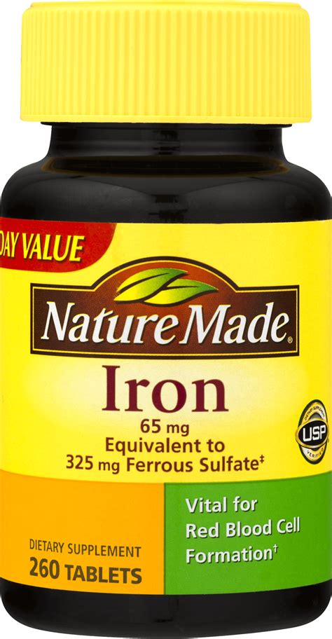 Nature Made Iron Dietary Supplement Tablets, 65 Mg, 260 Ct - Walmart.com