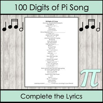 100 Digits Of Pi Lyrics - LyricsWalls